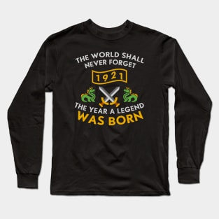 1921 The Year A Legend Was Born Dragons and Swords Design (Light) Long Sleeve T-Shirt